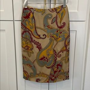 Vintage Ron Leal 100% Silk Paisley Print Skirt - Multicolor Size 2